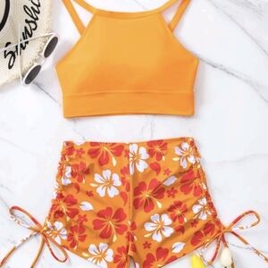 SHEIN Orange Floral Bikini Set
